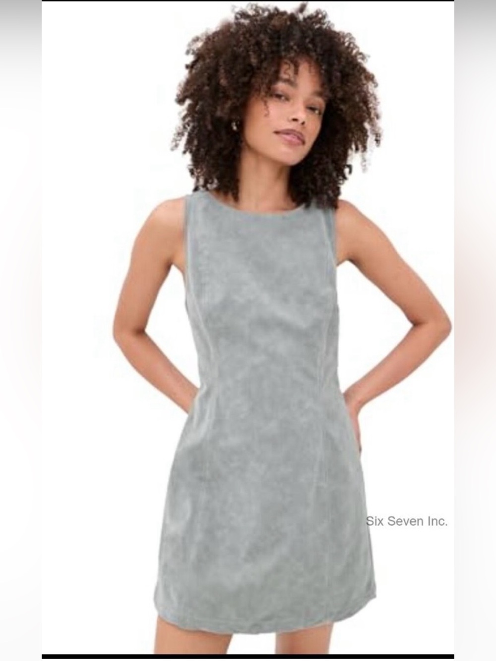 Free People Faux Suede Mini Dress Sleeveless Open Back in Grey Small NWT